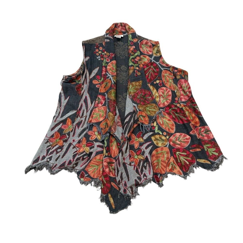 Soft Surroundings Wool Embroidered Vest One Size Fall Autumn